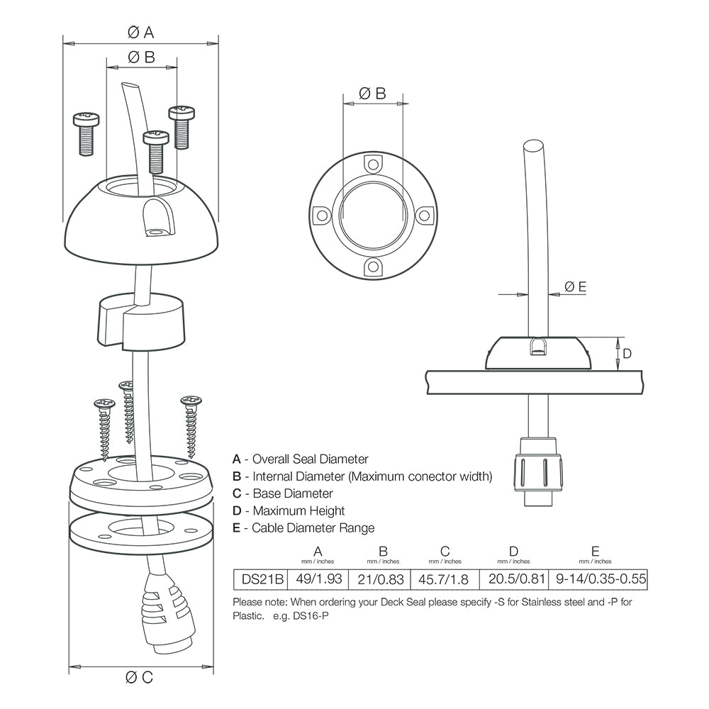 Scanstrut DS21B-P Vertical Cable Seal [DS21B-P]