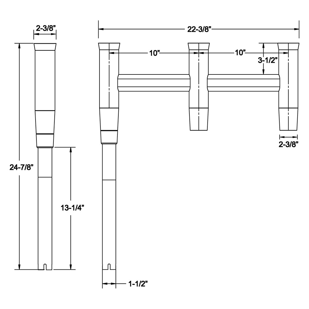 TACO Deluxe Trident Rod Holder Cluster Offset [F31-0781BXY-1]