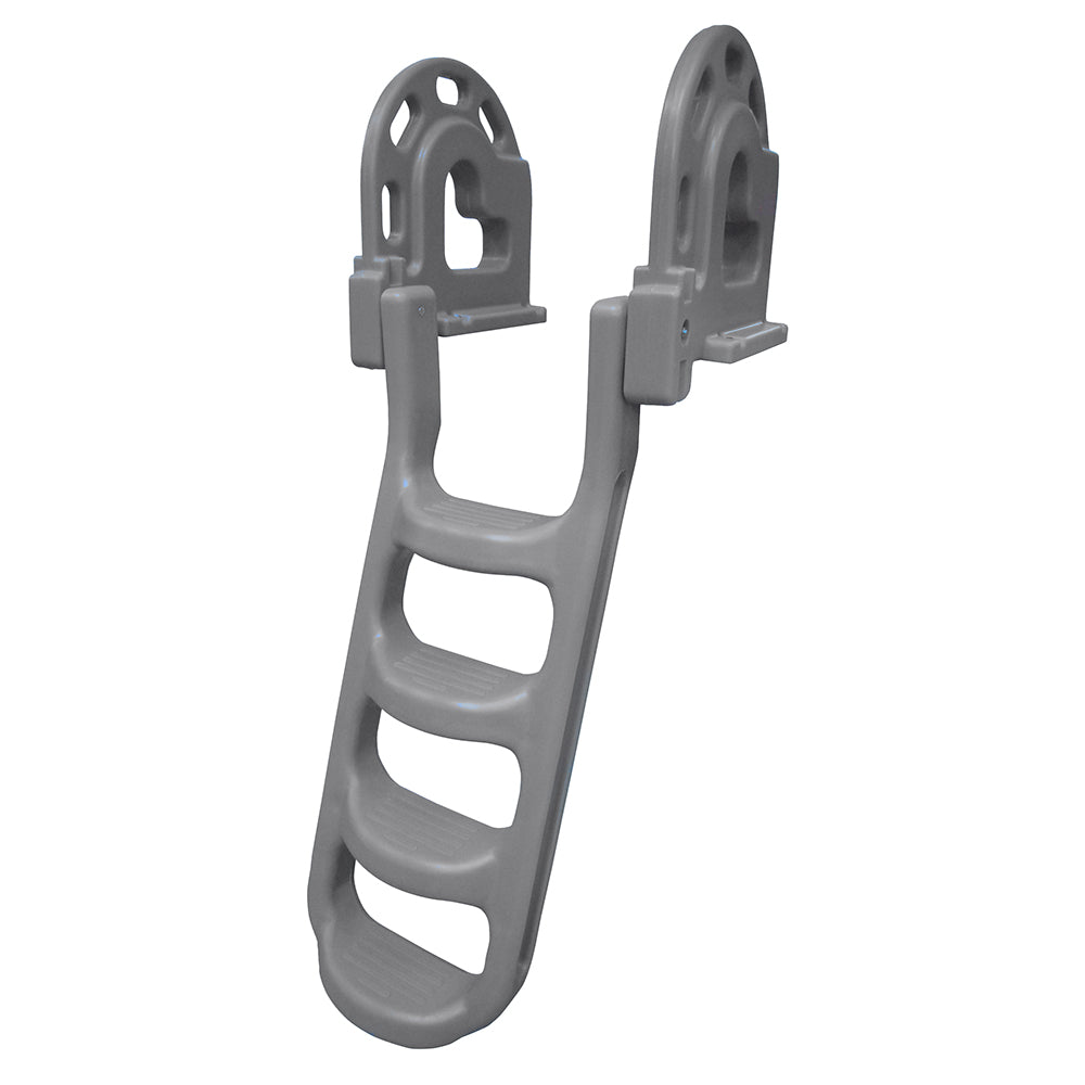 Dock Edge Stand-Off Flip-Up Polyethylene Roto Molded 4-Step Dock Ladder - Grey [2084-F]