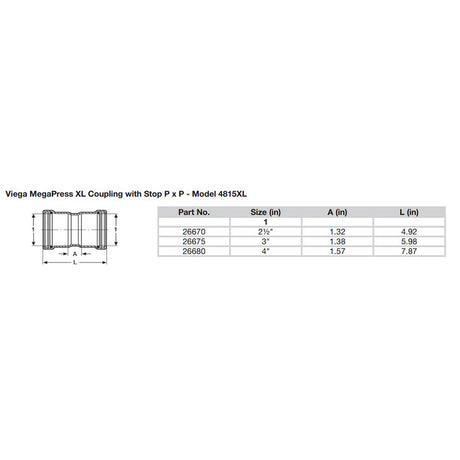 Viega MegaPress 3" Carbon Steel Coupling w/Stop w/FMK Double Press Connection - Smart Connect Technology [26675]