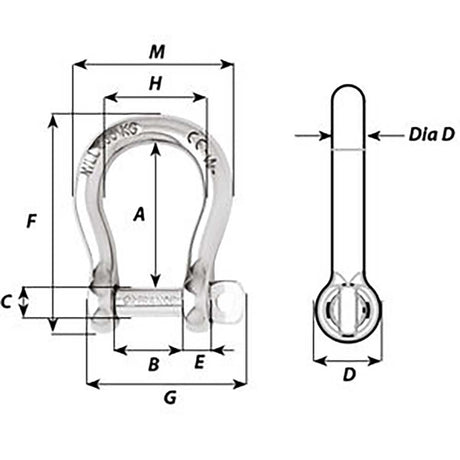 Wichard Self-Locking Bow Shackle - Diameter 10mm - 13/32" [01245]